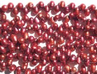 FWP 16inch Strand of 4x6mm Side Drilled Wine Pearls